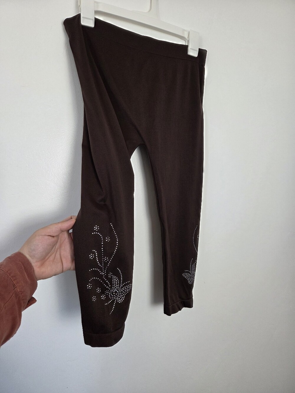 Emma's Expressions Brown Capri Leggings Bejeweled Gem Y2K Brats 90s Mobwife OS